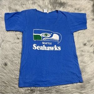 Vintage Womens NFL Seattle Seahawks Rhinestone Blue T Shirt
